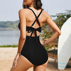 Ocevara - Women's One Piece Swimsuits Tummy Control Cutout High Waisted Bathing Suit Wrap Tie Back