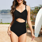 Ocevara - Women's One Piece Swimsuits Tummy Control Cutout High Waisted Bathing Suit Wrap Tie Back