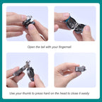 German Professional Stainless Steel Mini Nail Clippers, Ultra Sharp and Sturdy Fingernail and Toenail Clippers, Foldable Portable Nail Clippers with Owl Patterns