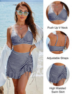 Ocevara - Women's High Waisted Bikini Sets Tummy Control Swim Skirt Two Piece Swim Suit