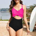 Ocevara - Women's One Piece Swimsuits Tummy Control Cutout High Waisted Bathing Suit Wrap Tie Back