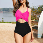 Ocevara - Women's One Piece Swimsuits Tummy Control Cutout High Waisted Bathing Suit Wrap Tie Back