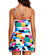 Ocevara - Women One Piece Swim Dress One Shoulder Swimsuit with Skirt