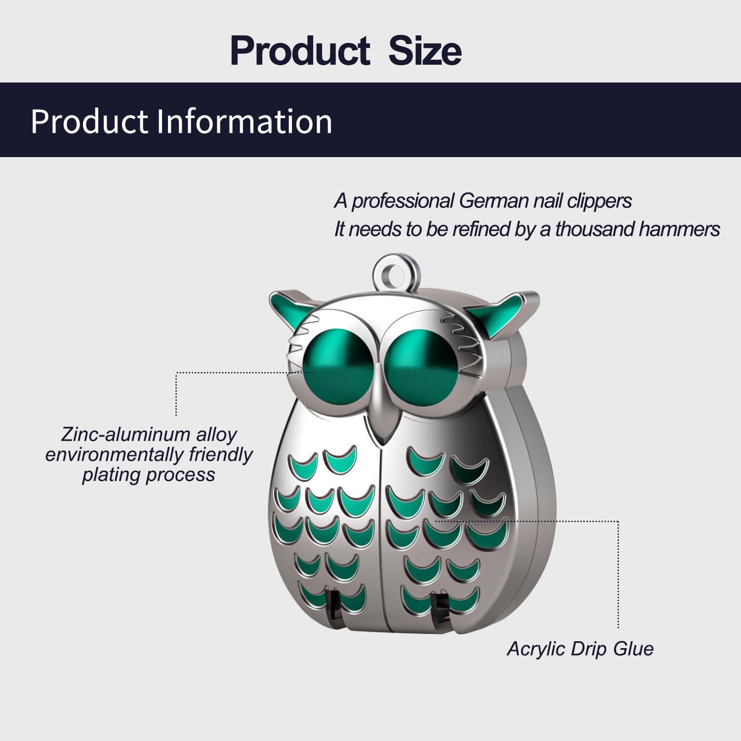 German Professional Stainless Steel Mini Nail Clippers, Ultra Sharp and Sturdy Fingernail and Toenail Clippers, Foldable Portable Nail Clippers with Owl Patterns