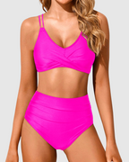 Ocevara - Women High Waisted Bikini Set Two Piece Swimsuits Push up Wrap Swim Suits Top Tummy Control Bathing Suit