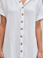 Ocevara - White Solid Color Long Sun-proof Cardigan Cover Up