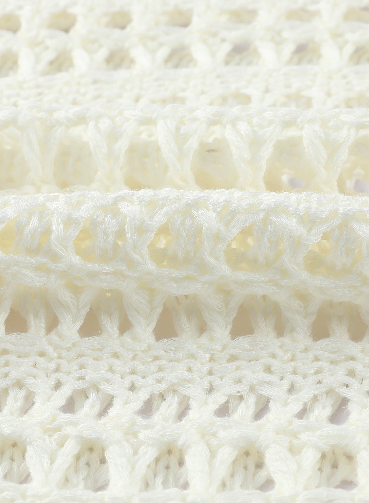 Ocevara - White Mesh Knitted Long Sleeve Hollow Sun-proof Round Neck Cover Up