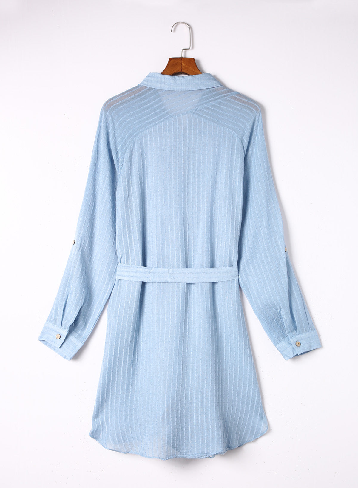 Ocevara - Black Solid Color Tie Sun-proof Belt Sexy V Neck Cover Up