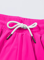 Ocevara - Pink Solid Color Simple Versatile High Waist Swim Short