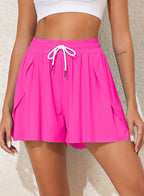Ocevara - Pink Solid Color Simple Versatile High Waist Swim Short
