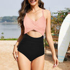 Ocevara - Women's One Piece Swimsuits Tummy Control Cutout High Waisted Bathing Suit Wrap Tie Back