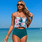 Ocevara - High Waisted Bikini Set for Women Tummy Control Swimwear Ruffle Crop Two Piece Swimsuits Bathing Suits