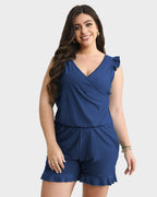 Ocevara - Built-In Bra Swim Romper Three Piece Set