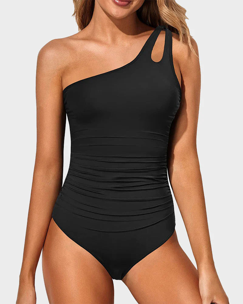 Ocevara - One Shoulder One Piece Swimsuit for Women Tummy Control Bathing Suits
