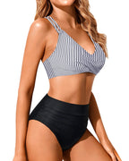 Ocevara - Women High Waisted Bikini Set Two Piece Swimsuits Push up Wrap Swim Suits Top Tummy Control Bathing Suit