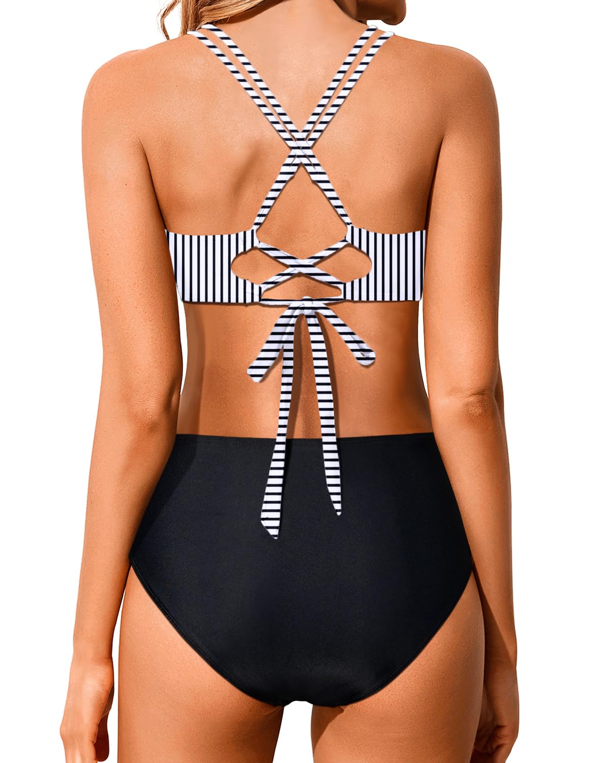 Ocevara - Women High Waisted Bikini Set Two Piece Swimsuits Push up Wrap Swim Suits Top Tummy Control Bathing Suit