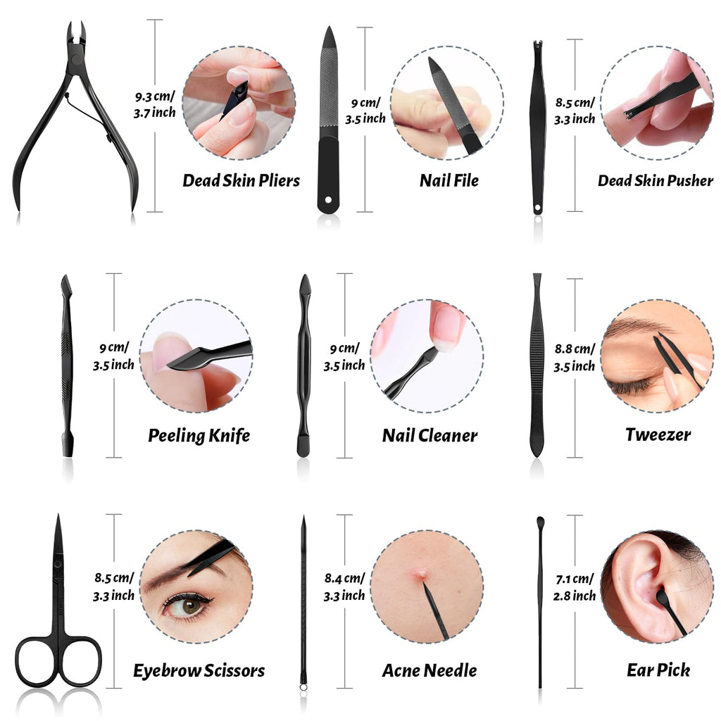 Manicure Pedicure Set, 12 Pcs Nail Care Kit for Women, Mens Nail Grooming Kit, Manicure & Pedicure Tools & Accessories, Pink Nail Kit Manicure Set Luxury Leather Case for Home Salon Use