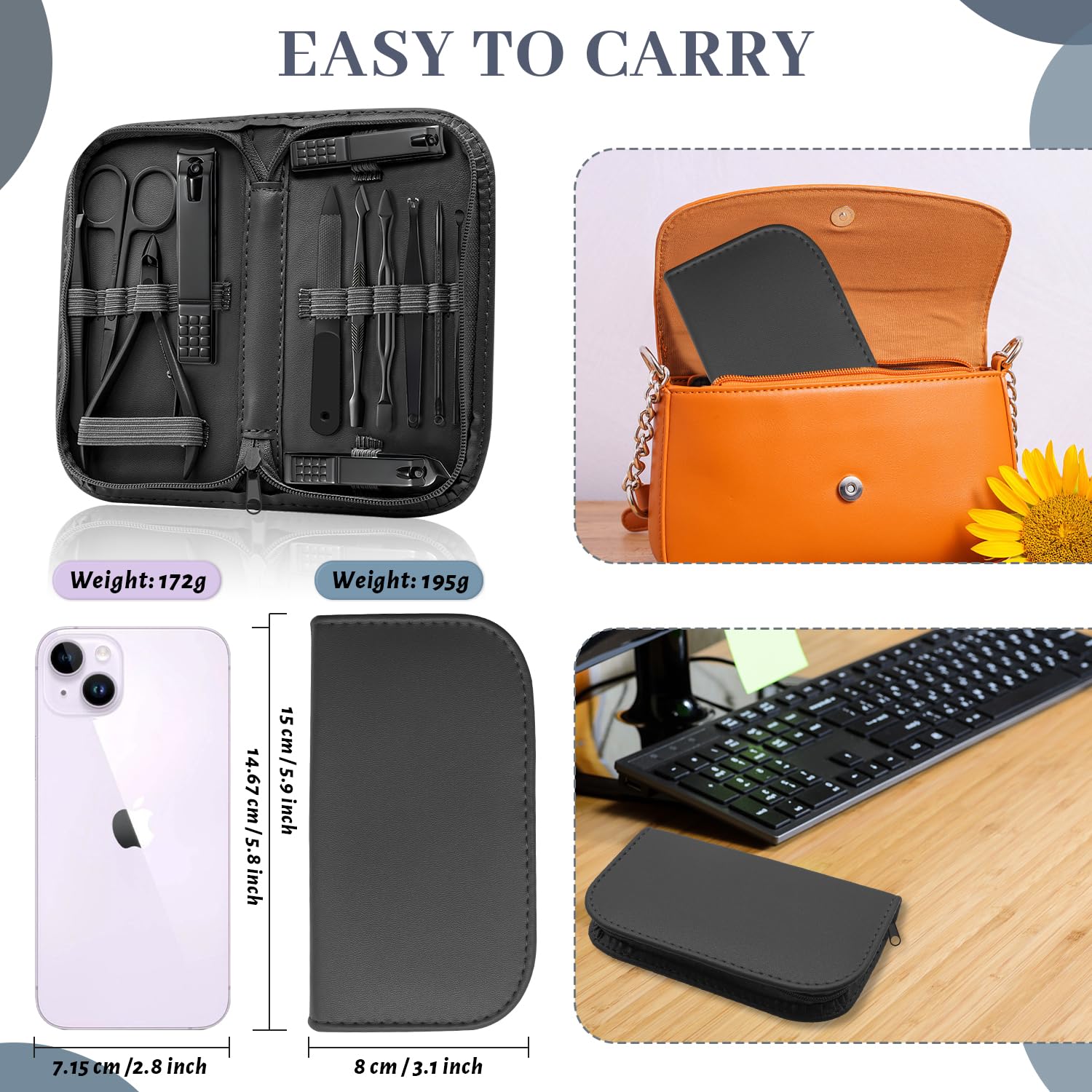 Manicure Pedicure Set, 12 Pcs Nail Care Kit for Women, Mens Nail Grooming Kit, Manicure & Pedicure Tools & Accessories, Pink Nail Kit Manicure Set Luxury Leather Case for Home Salon Use