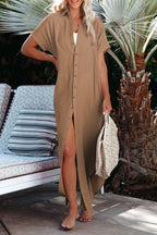 Ocevara - White Solid Color Long Sun-proof Cardigan Cover Up