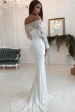 Mermaid Off the Shoulder Long Sleeves Lace Elegant Wedding Dresses OK1077