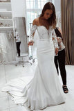 Mermaid Off the Shoulder Long Sleeves Lace Elegant Wedding Dresses OK1077