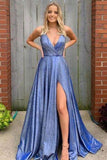 Sexy A Line V Neck Spaghetti Straps Long Prom Dress Fashion Formal Dress OK1107