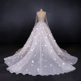 Luxurious Long Sleeves Flowers Ball Gowns Wedding Dress, Bridal Dresses OKQ25