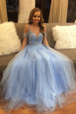 Gorgeous Prom Dresses,Beading Prom Dress,Blue Prom Dresses,Puffy Prom Dress,Tulle Prom   Dresses