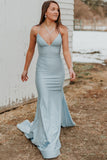 Simple V-neck Mermaid Long Prom Dress Formal Evening Dress OK1315