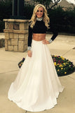 Black And White Two Pieces A-line Long Sleeves Prom Dress K708