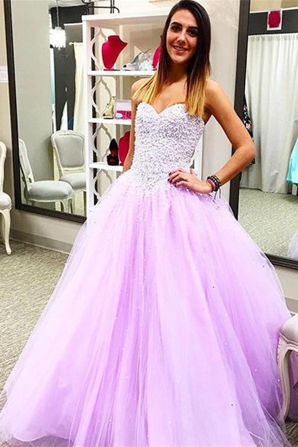 Pretty Sweetheart Beading Ball Gown Handmade Lace Up Prom Dress K719