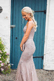 Mermaid Lace Long Prom Dress Formal Evening Dress School Party Gown OK1305