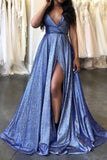 Sexy A Line V Neck Spaghetti Straps Long Prom Dress Fashion Formal Dress OK1107