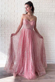 Sparking Sweetheart Long Pink Stunning Prom Dresses OKK78