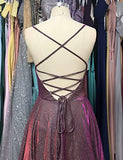 Stunning Spaghetti Straps Long A-line Long Prom Dress with Pockets Slit OKY45