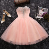 Strapless Sweetheart Blush Pink Beading Tulle Short Homecoming/Prom Dress OK303