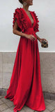 Boho Colorful V Neck A Line Cheap Bridesmaid Dresses, Long Modest Dresses OKH12