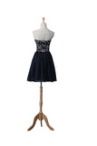 Navy Blue Chiffon Beaded Short Prom Dresses ED0666