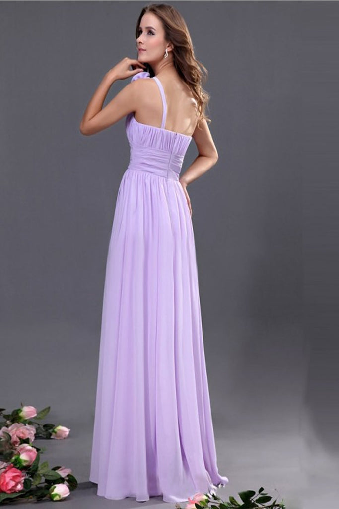 Violet One Shoulder Chiffon Empire Long Prom Dress ED0698
