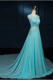 Long Lace Beaded Chiffon Modest Empire Prom Dresses ED0718