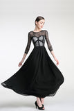 Long Sleeves Black Cap Sleeves Lace Prom Party Dress ED0830