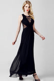 Elegant Chiffon Long Black Lace Simple Prom Dress ED0833