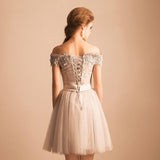 new Off-the-shoulder Lace Tulle Short Beaded Homecoming/Prom Dresses,Graduation Party Dress OK323