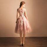 new A Line Tulle Homecoming Dresses Sexy Pink Appliques Short Prom Dress Party Dress OK363