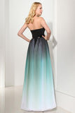 Charming Back Up Lace Ombre Gradient Chiffon Long Prom Dresses K117