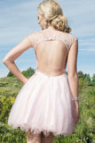 Charming Sparkly Pink Beading Tulle Short Homecoming Dresses K140