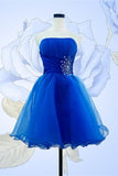 Royal Blue Short Prom Dresses Sparkly Strapless Homecoming Dress K279