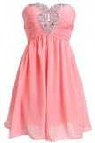 Girly Pink Chiffon Sweetheart Beading Elegant Homecoming Dress K280