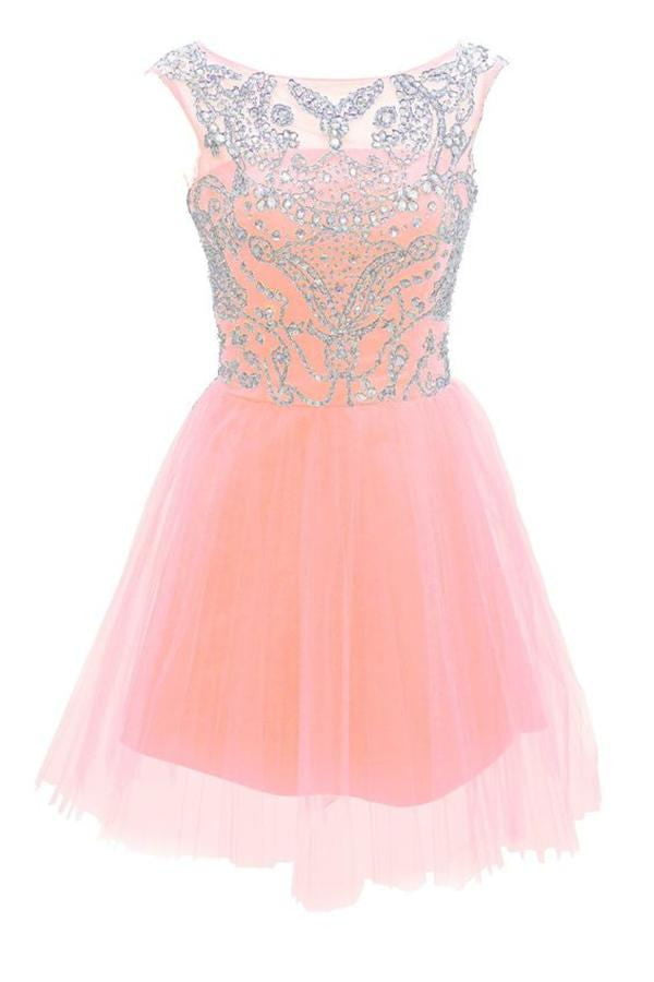 Pretty Handmade Girly Pink Cute Homecoming Dress For Teens K291