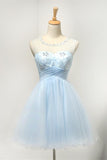 Light Blue Short Tulle Classy Girly Homecoming Dress K294